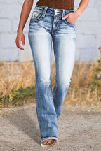 Damen Bootcut Jeans mit vintage Waschung und eleganten Nähten R&B