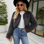 Damen Kunstfelljacke mit voluminösen Ärmeln und elegantem Schnitt R&B