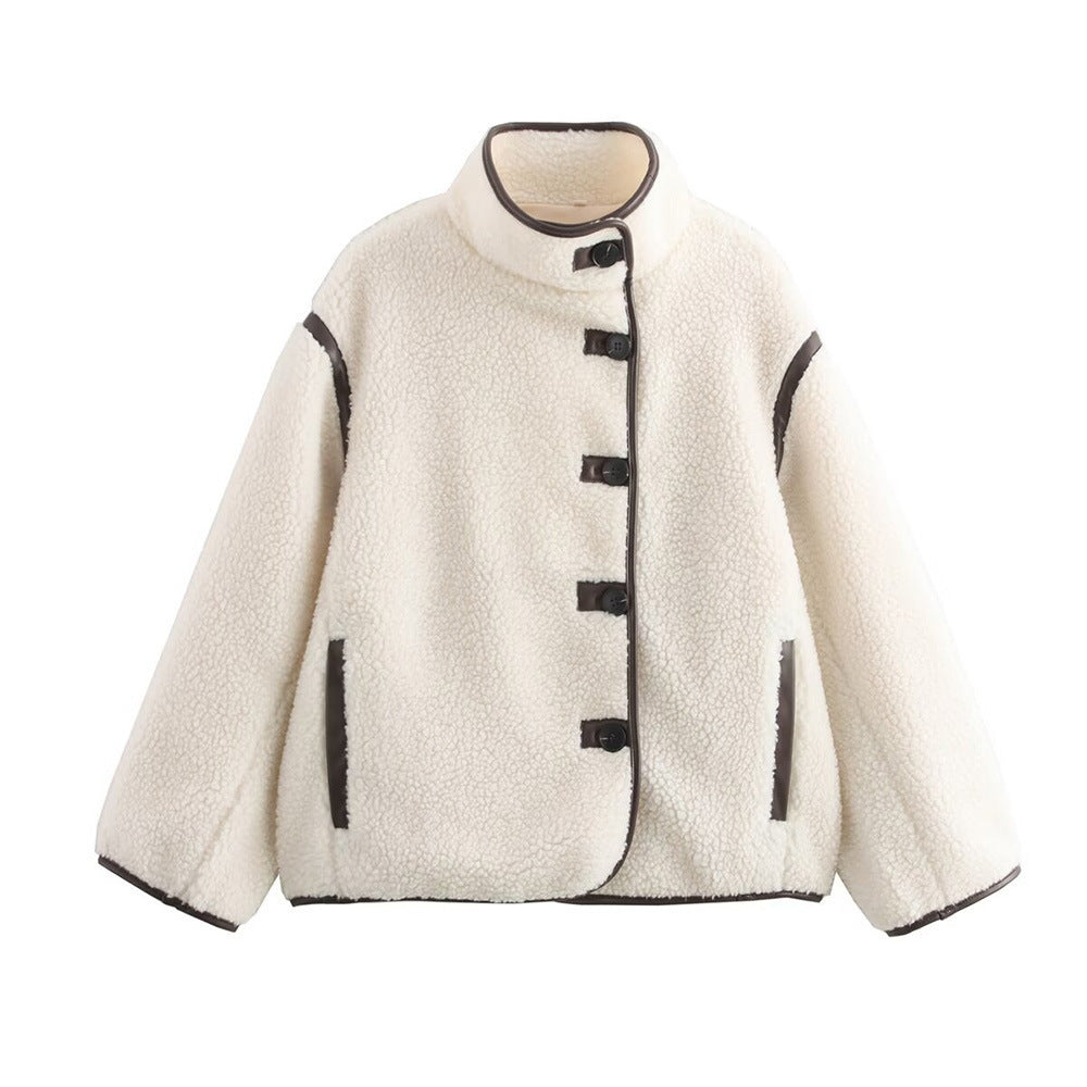 Damen Kuschelige Fleecejacke mit modernem Stehkragen und praktischen Taschen R&B