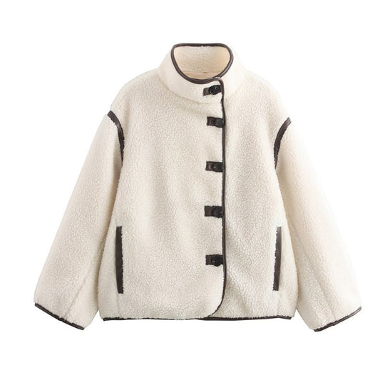 Damen Kuschelige Fleecejacke mit modernem Stehkragen und praktischen Taschen R&B