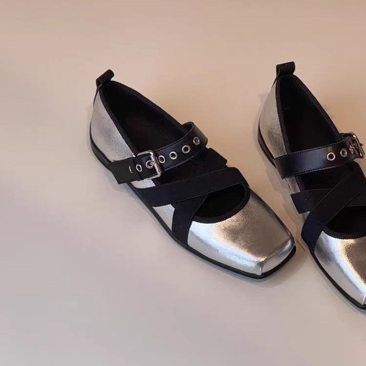 Damen elegante Ballerinas mit R&Brnem Riemchen-Design R&B