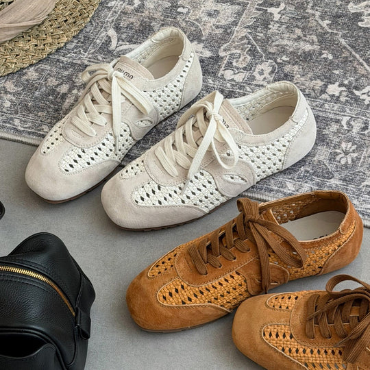 Damen elegante und luftige Schnürschuhe mit handgewebtem Obermaterial R&B