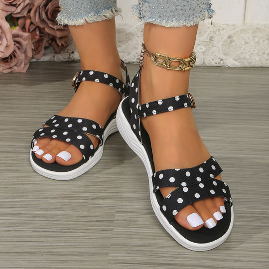 Damen elegante Sandalen mit verstelbaren Riemen und punktiertem Design R&B