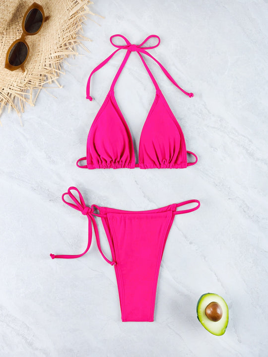 Damen Triangel-Bikini-Set mit verstellbarem Rückenverschluss R&B