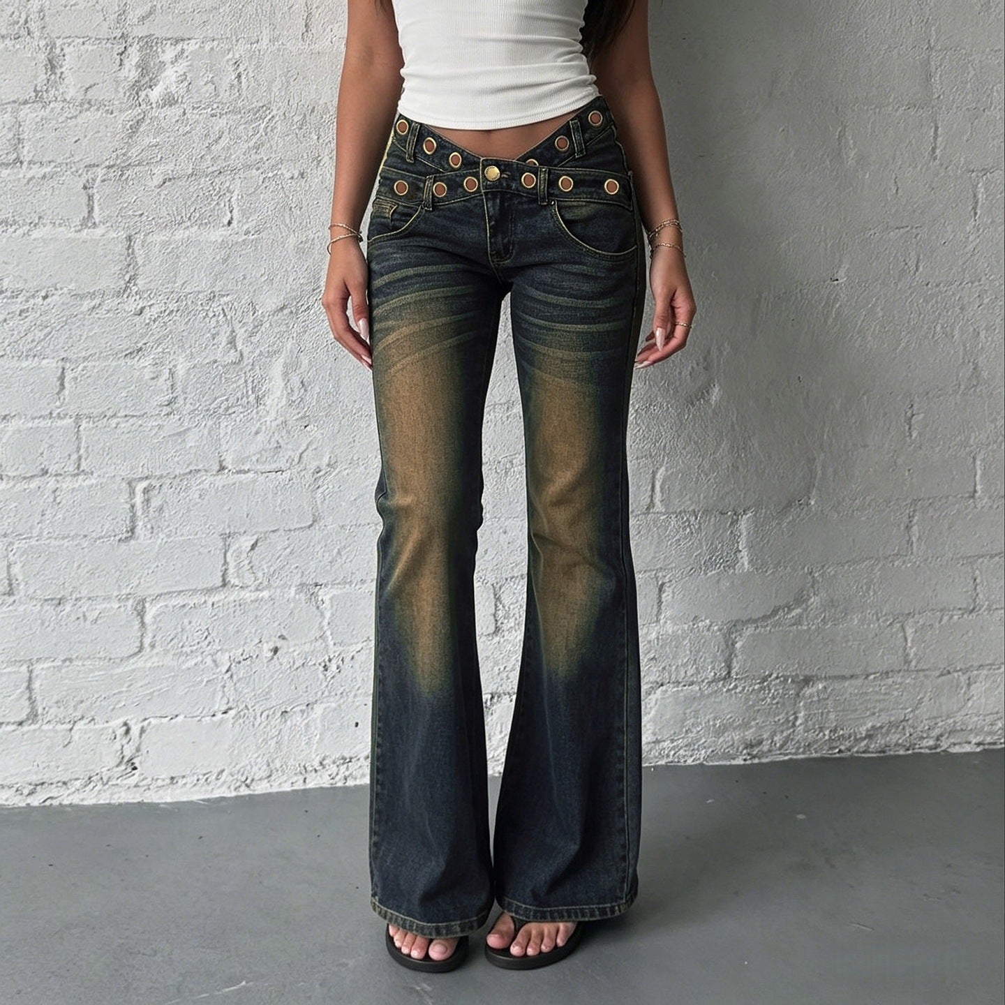 Damen Jeans mit weitem Schnitt und eleganten Gürtelschlaufen R&B