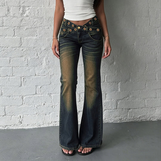 Damen Jeans mit weitem Schnitt und eleganten Gürtelschlaufen R&B