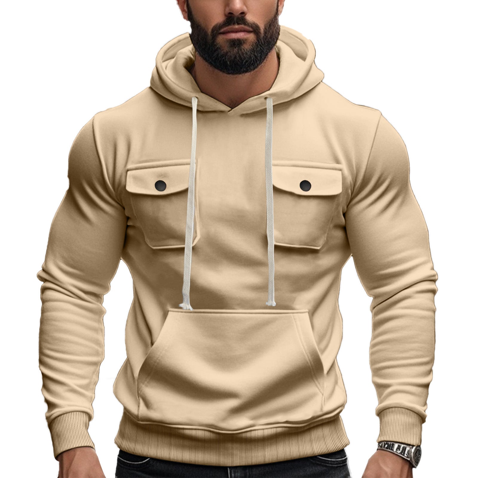 Herren Kapuzenpullover mit praktischen Pattentaschen und modernem Design R&B