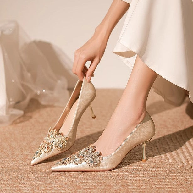 Damen Glamouröse High Heels mit funkelnden Strass-Applikationen R&B