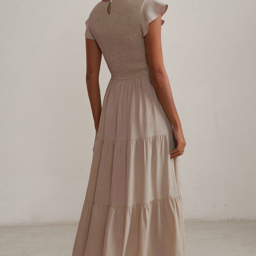 Damen Maxikleid mit voluminösen Rüschen und elastischem Rücken R&B