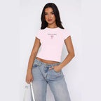Damen bequemes Crop-Top mit modischem Druck R&B