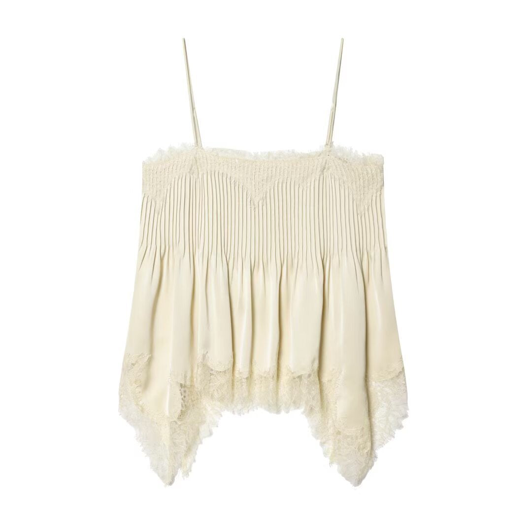 Damen Spitzen-Camisole mit raffiniertem Faltenwurf und hochwertiger Satinoberfläche R&B