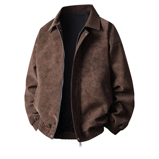Herren Kunstleder-Bomberjacke mit lässigem Schnitt und praktischen Taschen R&B
