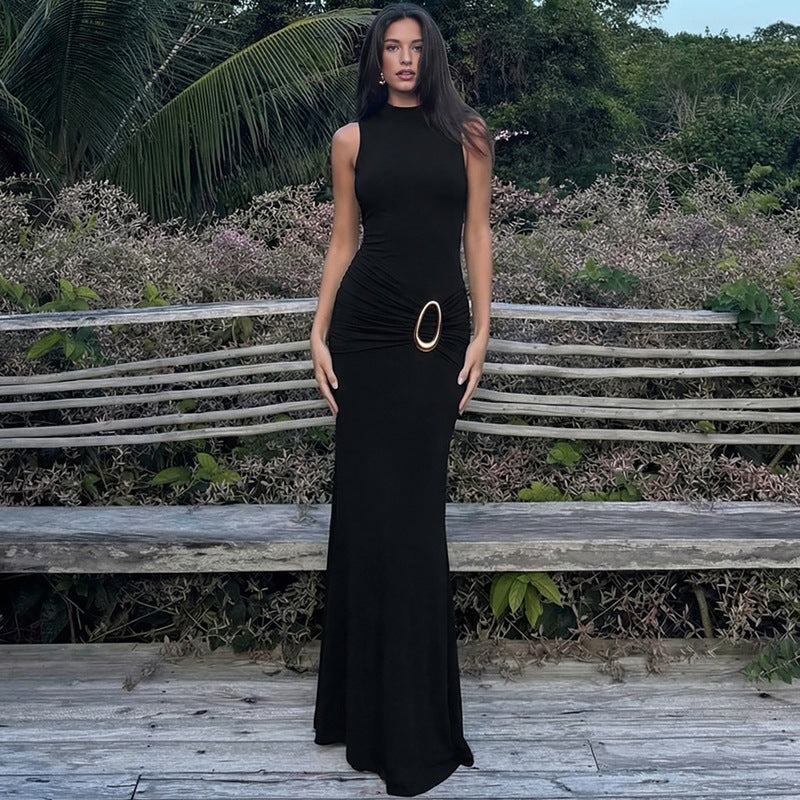 Damen Langermiges Maxikleid mit raffiniertem Raffungselement R&B