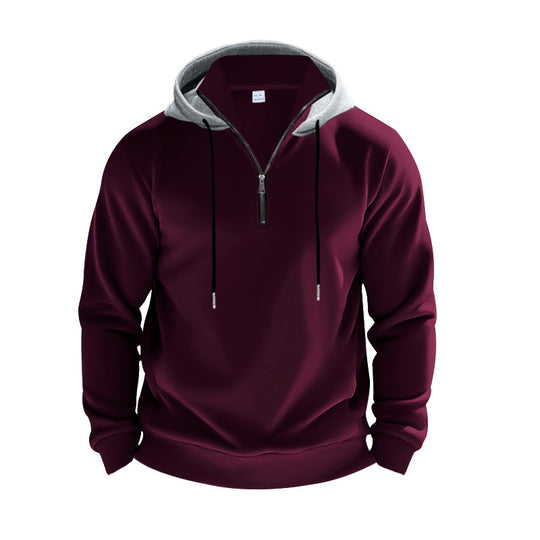 Herren Sportlicher Kapuzenpullover mit halbem Reißverschluss und atmungsaktivem Material R&B