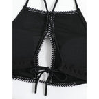 Damen Sport-Bikini mit modischem Streifen-Design und verstellbaren Trägern R&B