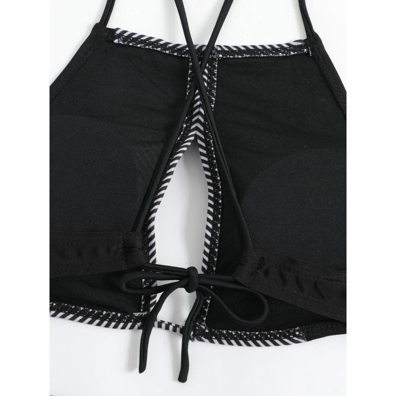 Damen Sport-Bikini mit modischem Streifen-Design und verstellbaren Trägern R&B