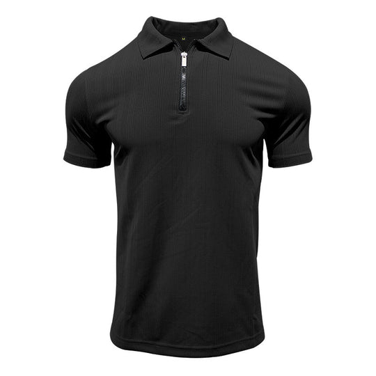 Herren Poloshirt mit modernem Reißverschluss und atmungsaktiver Struktur R&B