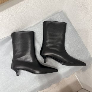 Damen elegante Stiefeletten mit spitzem Zehenbereich und geschmeidiger Lederoberfläche R&B