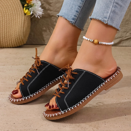 Damen lässige Schnürsandalen mit flexiblem Fußbett R&B