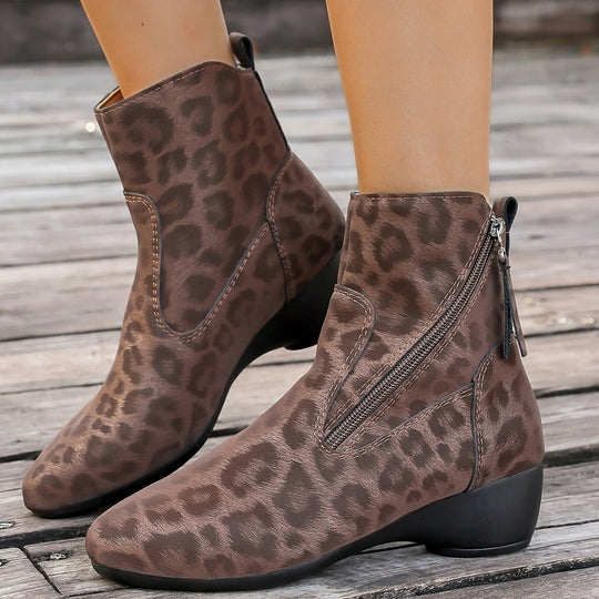 Damen elegante Stiefeletten im tierischen Design mit seitlichem Reißverschluss R&B