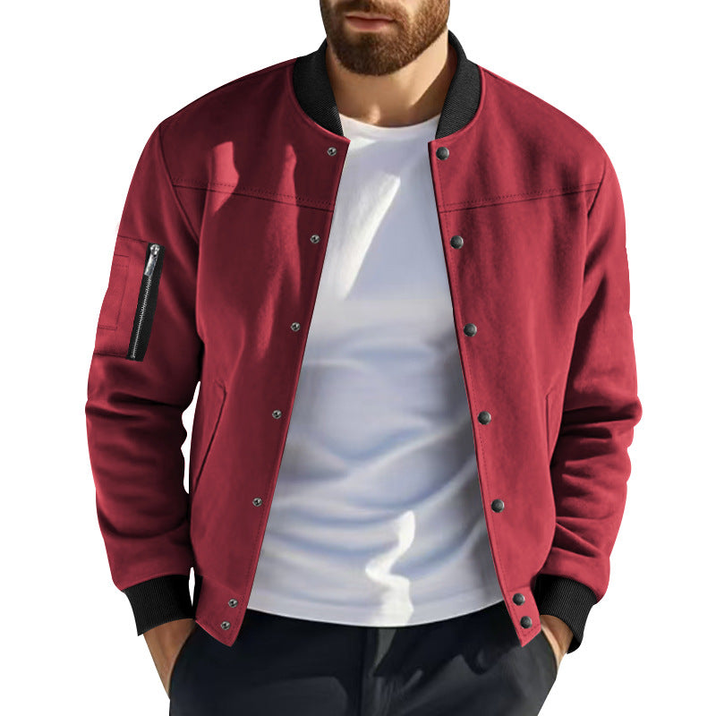 Herren modische Collegejacke mit praktischen Reißverschlusstaschen und elastischen Bündchen R&B
