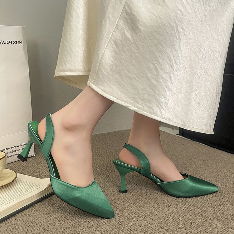 Damen Slingback-Pumps mit spitzer Kappe und bequemem Blockabsatz R&B