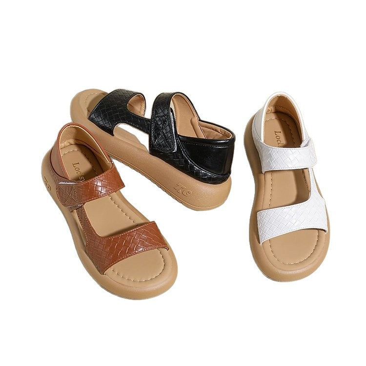 Damen modische Sandalen mit verstellbarem Klettverschluss und rutschfester Sohle R&B