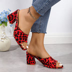 Damen Glamouröse Sandalen im Leoparden-Look mit Blockabsatz R&B