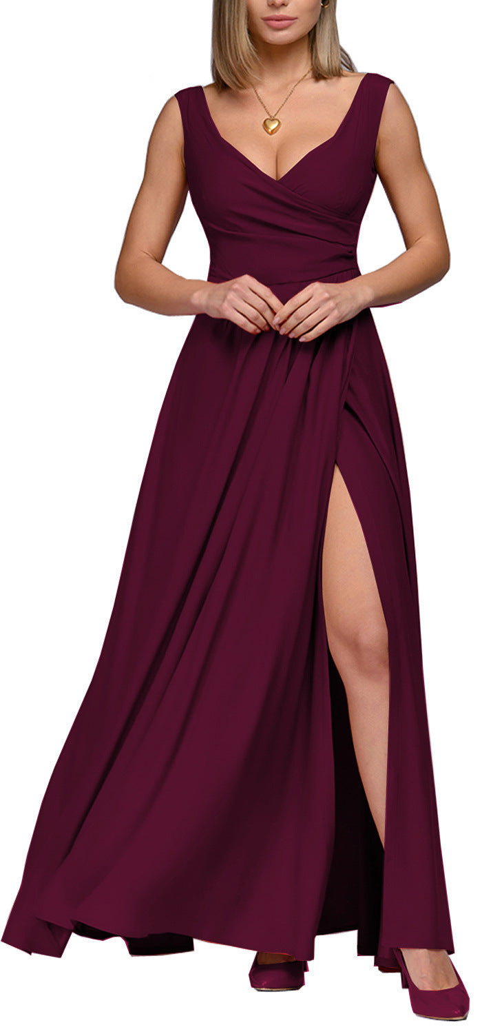 Damen Maxikleid mit elegantem Wickeldesign und seitlichem Schlitz R&B