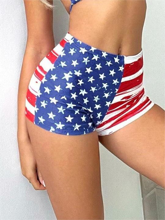 Damen Sportliche Shorts mit Sternen-Design und hohem Bund R&B