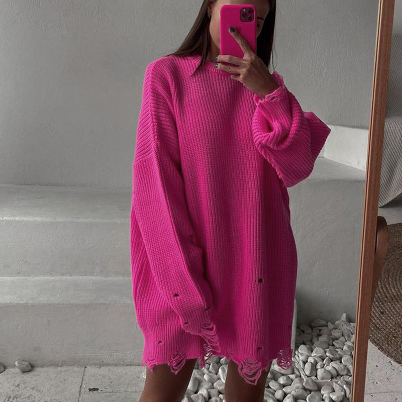 Damen Oversized Strickkleid R&B