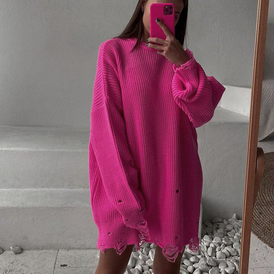 Damen Oversized Strickkleid R&B