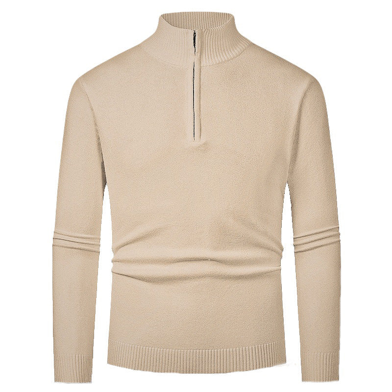 Herren Pullover mit halbem Reißverschluss und modernem Stehkragen R&B