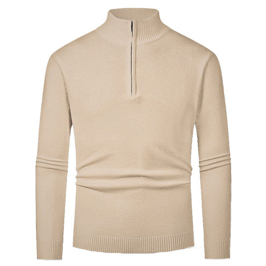 Herren Pullover mit halbem Reißverschluss und modernem Stehkragen R&B