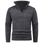Herren Strickpullover mit modernem Zipper und strukturiertem Design