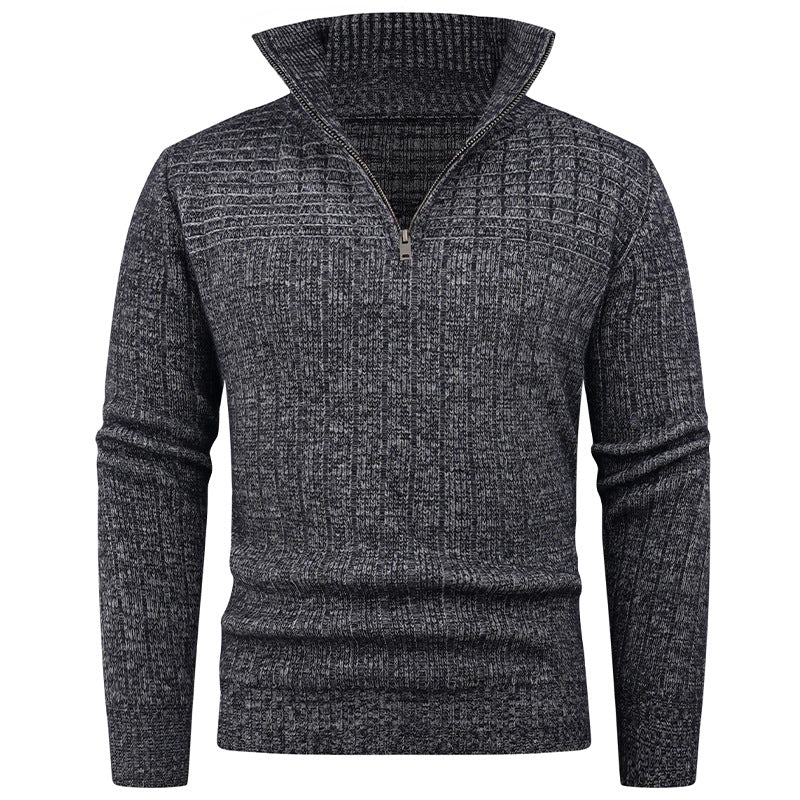 Herren Strickpullover mit modernem Zipper und strukturiertem Design