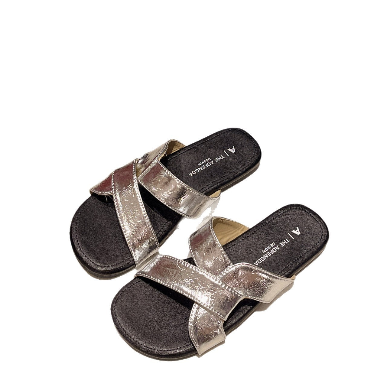 Damen bequeme Riemensandalen mit modischem Design und elegantem Glanz EB