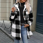 Damen Oversized Karofleecejacke R&B