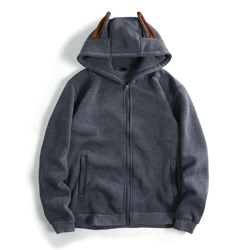 Damen Kapuzenjacke mit kreativen Ohren-Details und praktischem Reißverschluss R&B