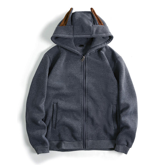 Damen Kapuzenjacke mit kreativen Ohren-Details und praktischem Reißverschluss R&B