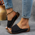 Damen bequeme Zehenschlappen mit floralen Applikationen und gepolsterter Sohle R&B