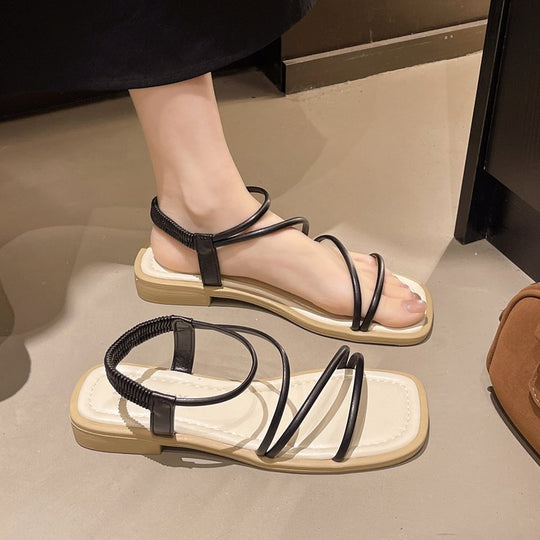 Damen Riemensandalen mit elegantem Raffung und komfortablem Fußbett R&B