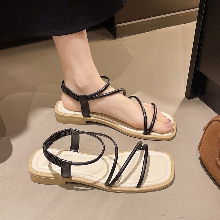 Damen Riemensandalen mit elegantem Raffung und komfortablem Fußbett R&B
