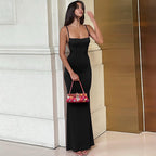 Damen Figurbetontes Langkleid mit schmalen Spaghetti-Trägern R&B
