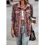 Damen tierisches Print-Langarm-Hemdjacke mit aufgesetzten Taschen R&B