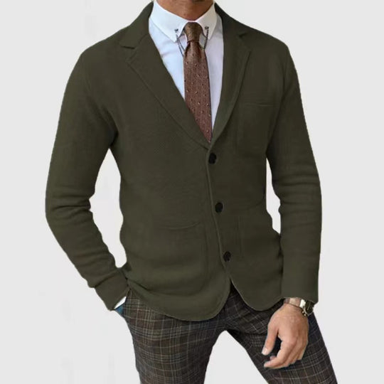 Herren Strickblazer mit Knopfleiste und praktischen Taschen R&B