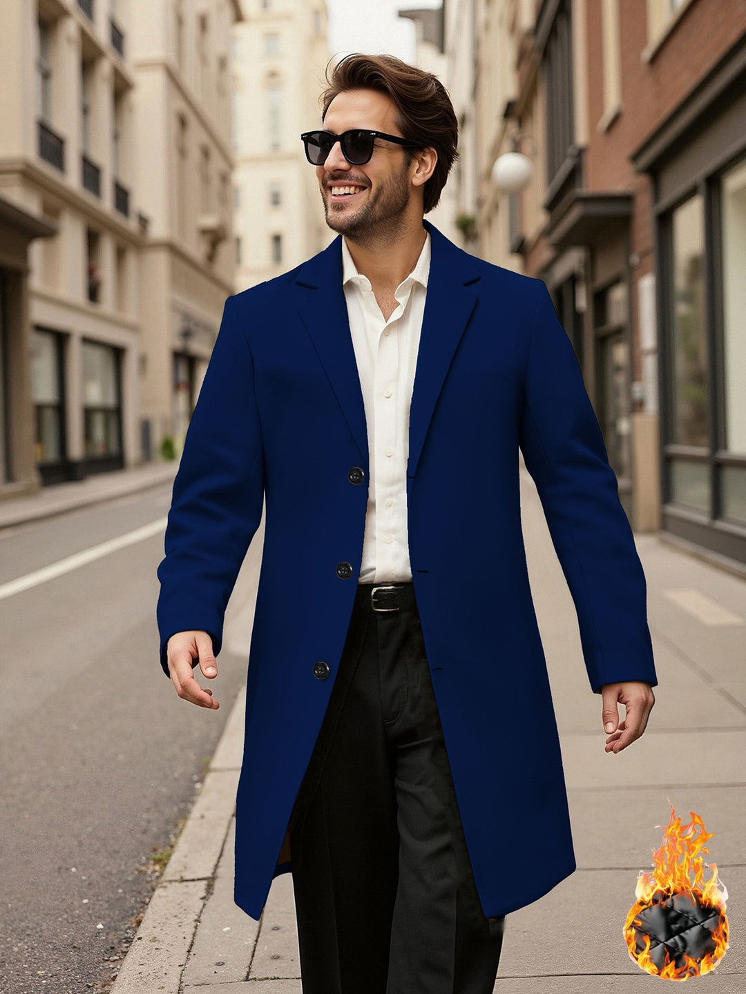 Herren eleganter doppelreihiger Mantel R&B