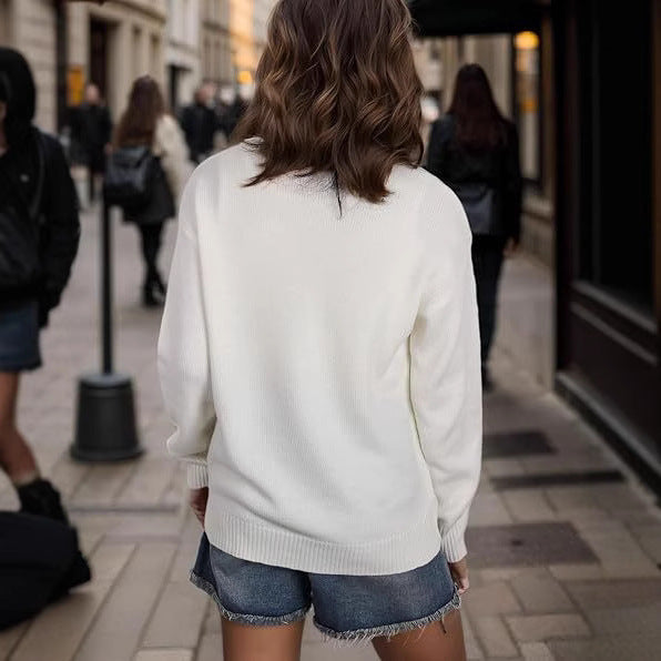 Damen Pullover mit Flaggenmotiv und strukturiertem Strick R&B