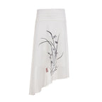 Damen asymmetrischer Rock mit floralem Design und elastischem Bund R&B