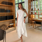 Damen Midi-Kleid mit asymmetrischem Saum und elegantem Schnitt R&B